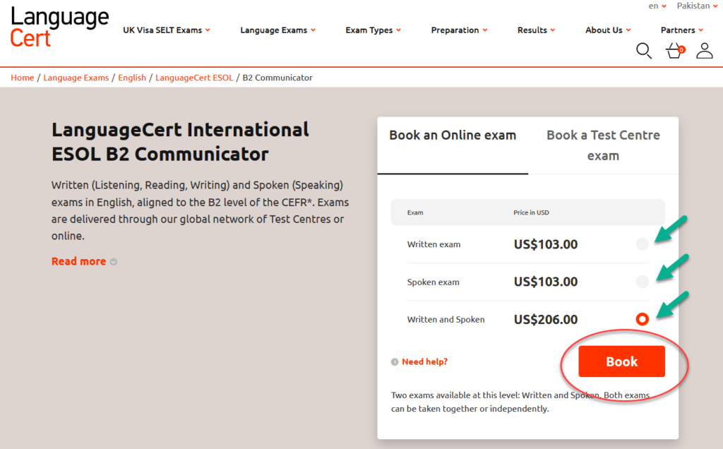 LanguageCert International ESOL B2 Communicator (OLP) < Testing & Tutoring  Services